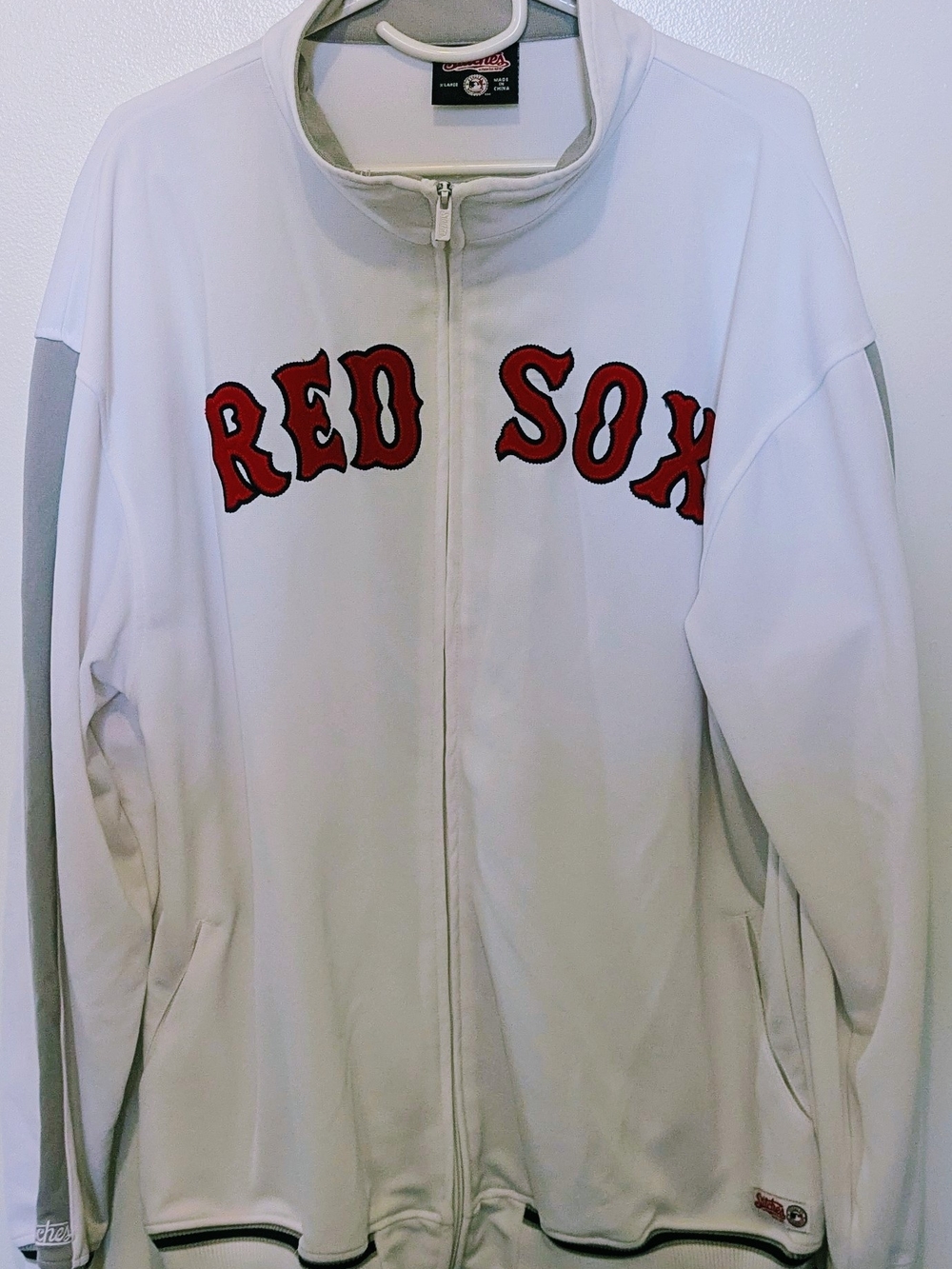 Stitches White Performance Jacket with Red 'RED SOX' Chest Logo